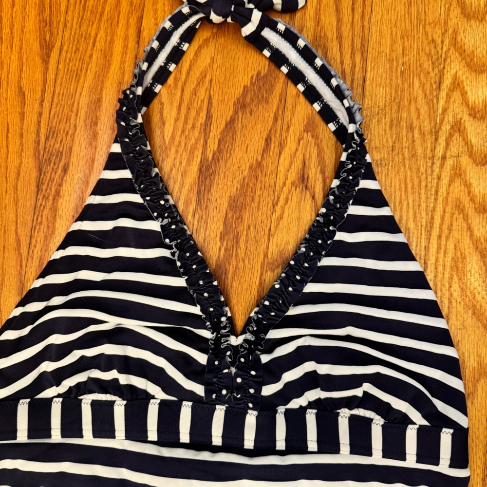 Boden Halter Swim Suit Top Blue & White Striped Women’s Size 19 - Picture 2 of 7